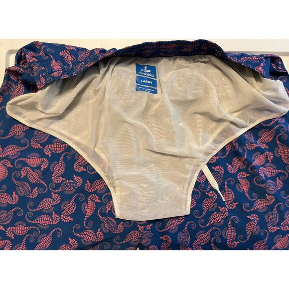 Chubbies Mens Board Shorts Large Swim Trunks Seahorse Blue Pink Drawstring EUC - Picture 5 of 12